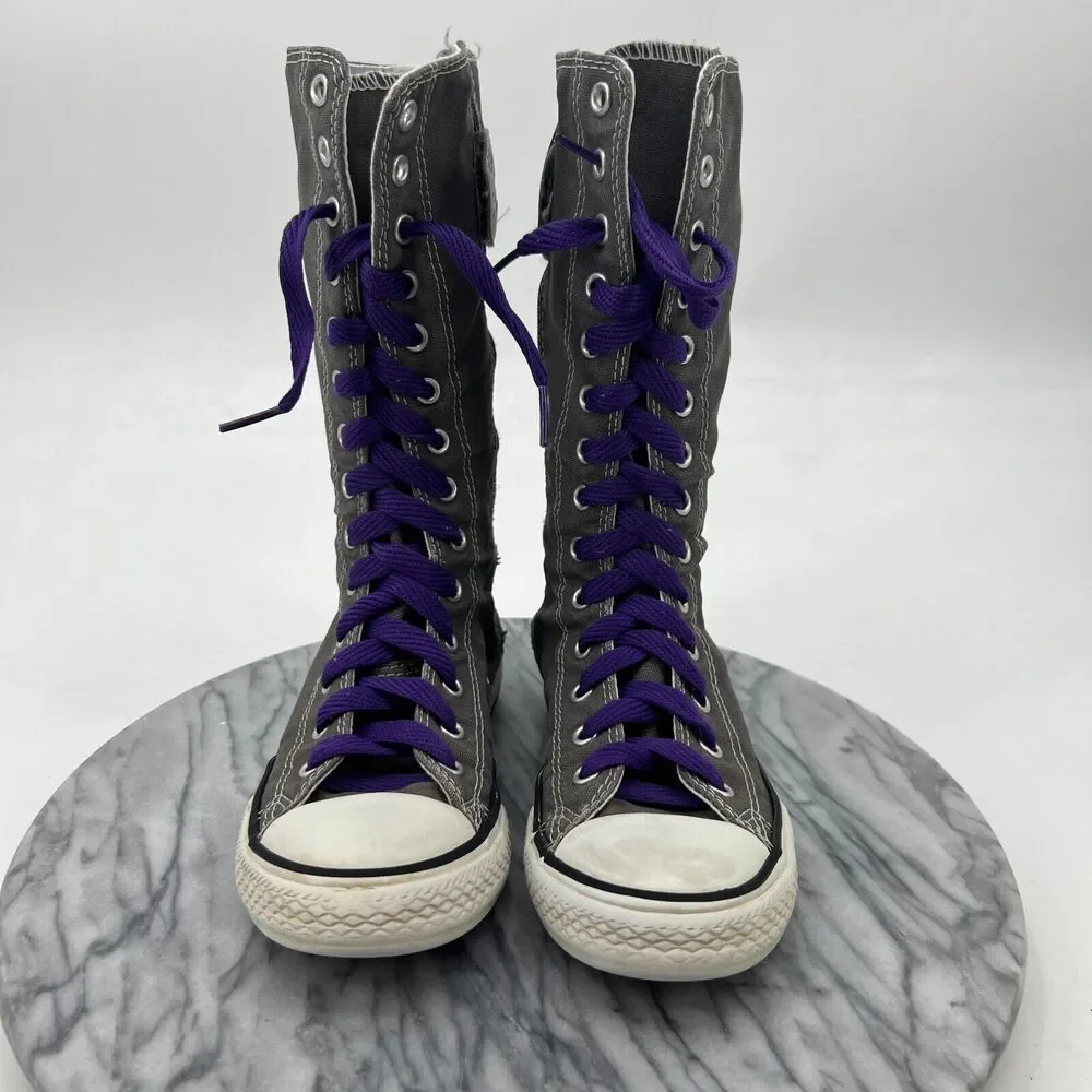 Converse Super High Top Sneakers Juniors 1 Gray Chuck Taylor All Star Calf Knee - Picture 3 of 12